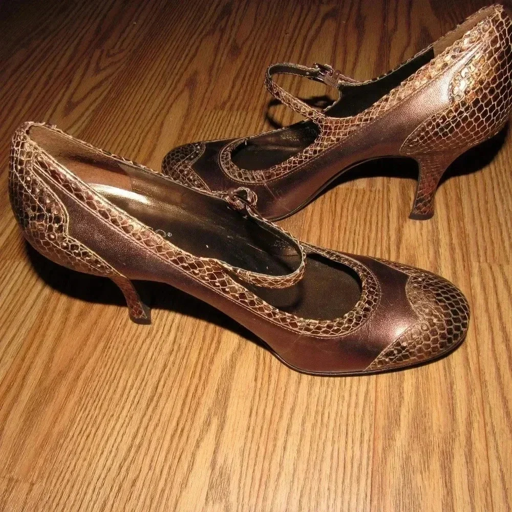 Franco Sarto Mary Jane Snakeskin Pumps Heels 8.5M